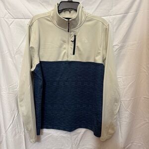 The North Face Cream and Navy 1/4 Zip Pullover, L
